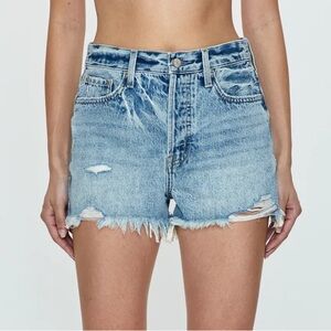 PISTOLA nova Light Wash Distressed Denim Cutoff Shorts